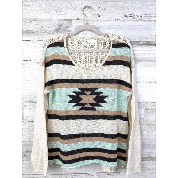Vintage Havana Women’s M Aztec Boho Crochet Knit Long Sleeve Sweater - Picture 1 of 4